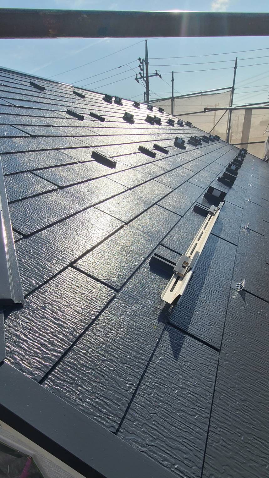 スレート屋根棟積み替え工事before